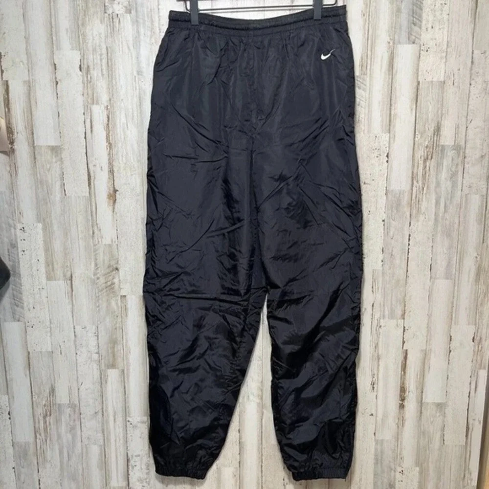 Vintage Y2k NIke Black‎ Track Pants Drill Ankle Zip Jogger Sweats Mens Large